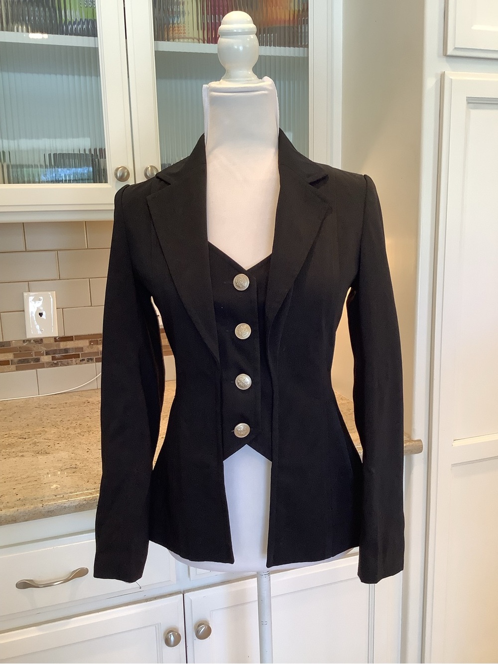 Gothic Lolita Punk Black Women's Tailored Button-Front Blazer Small